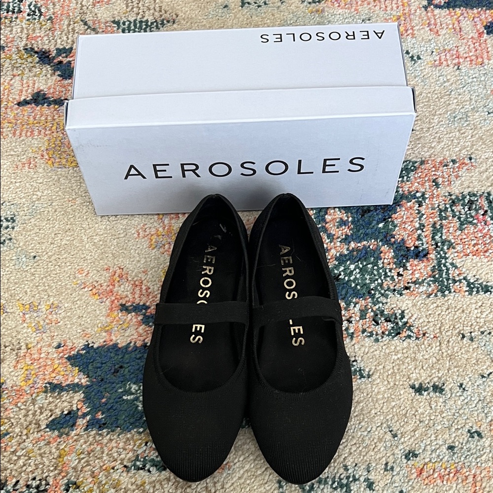 AEROSOLES Classic Black Flats, Mary Janes